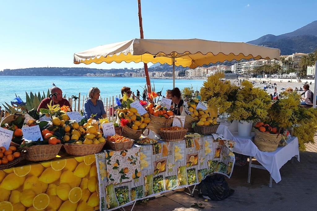 Appartement Bord De Mer Avec Garage 芒通 外观 照片